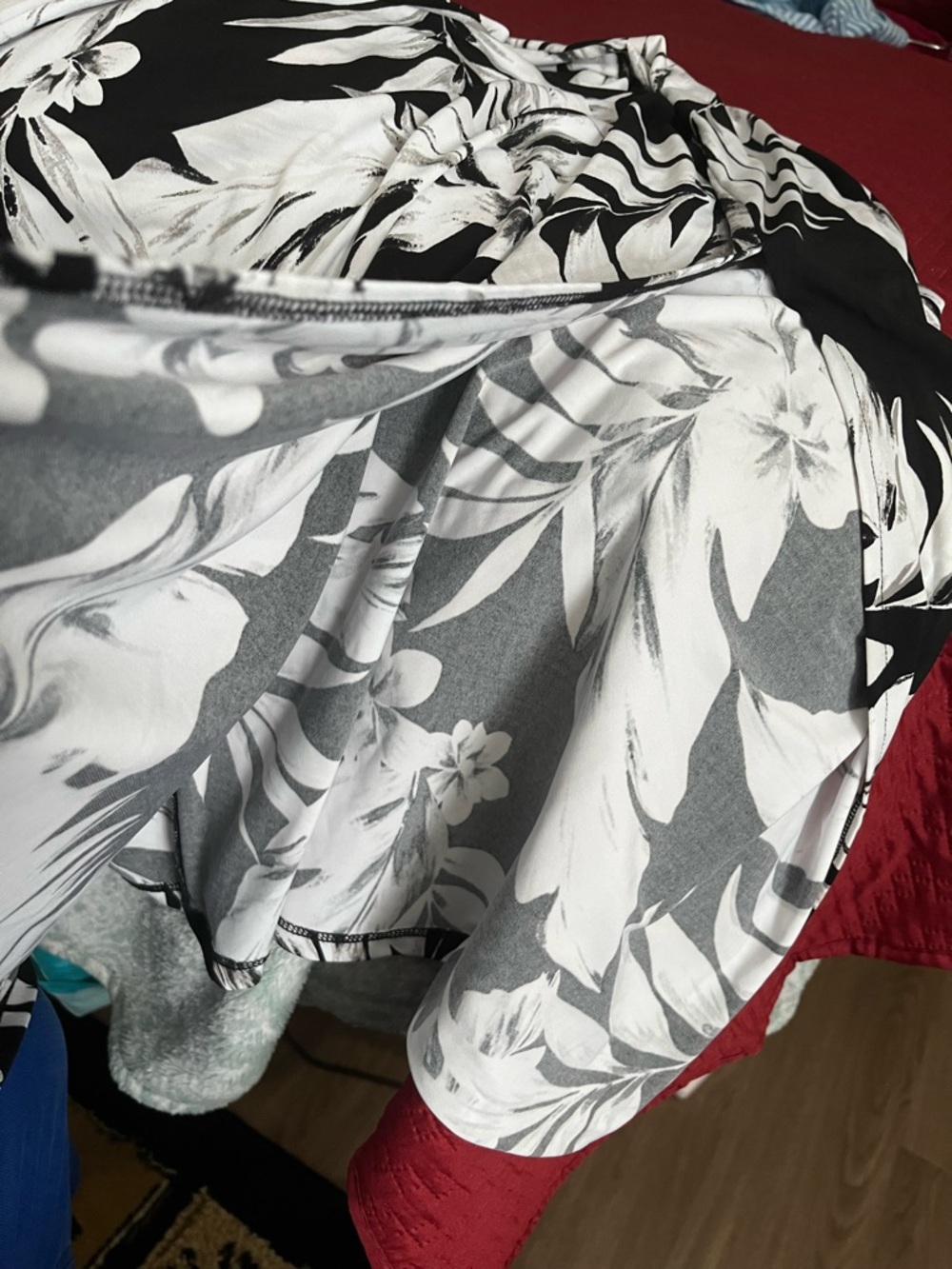 Lane Bryant Black and White Tropical Print A-Line Skirt - Picture 11 of 16